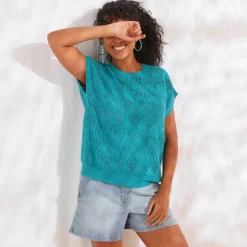 Pull maille crochet, uni