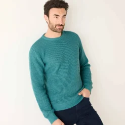 Pull maille gaufrée col rond