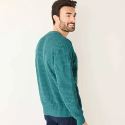 Pull maille gaufrée col rond