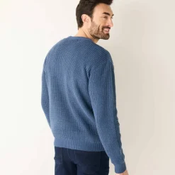 Pull maille gaufrée col rond