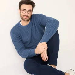 Pull maille gaufrée col rond