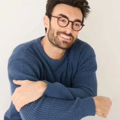 Pull maille gaufrée col rond