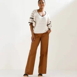Pull manches courtes papillons, maille fantaisie