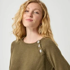 Pull épaule boutonnée bijoux