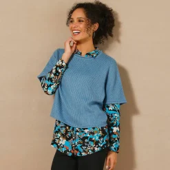 Pull poncho manches coude