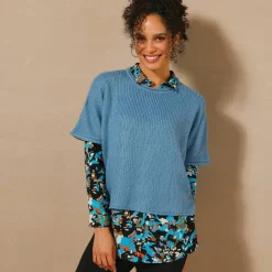 Pull poncho manches coude