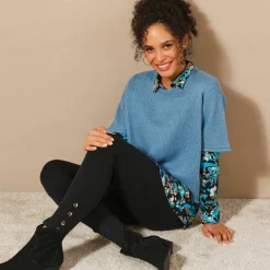 Pull poncho manches coude