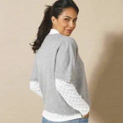 Pull poncho manches coude