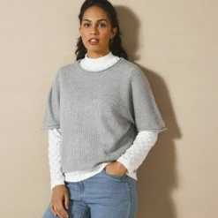 Pull poncho manches coude