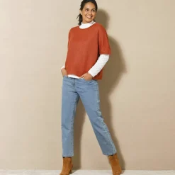 Pull poncho manches coude