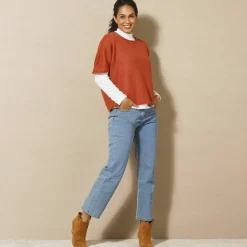 Pull poncho manches coude