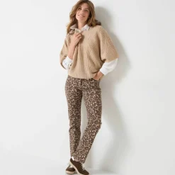 Pull poncho manches coudes, maille anglaise et torsades