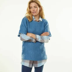 Pull poncho manches coudes, maille anglaise et torsades