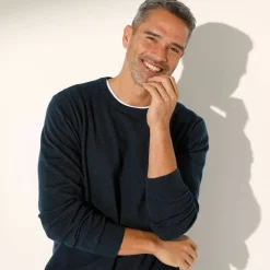 Pull pur coton col rond