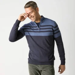 Pull rayé col montant zippé