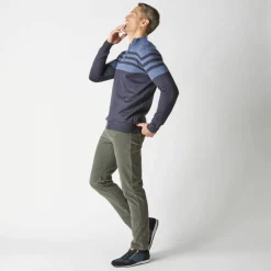 Pull rayé col montant zippé