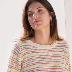 Pull rayé effet dégradé, maille anglaise.