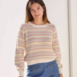 Pull rayé effet dégradé, maille anglaise.