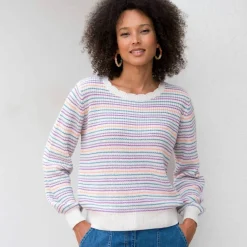 Pull rayé effet dégradé, maille anglaise.