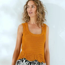 Pull sans manches en crochet
