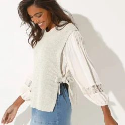Pull sans manches, nouettes côtés