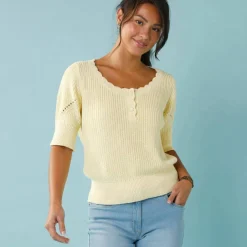 Pull Spécial Petites col rond boutonné