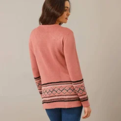Pull tunique, base et poignets jacquard