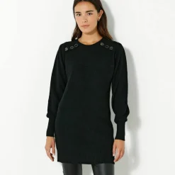 Pull tunique boutons fantaisie toucher doux