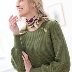 Pull tunique boutons fantaisie toucher doux