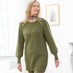 Pull tunique boutons fantaisie toucher doux