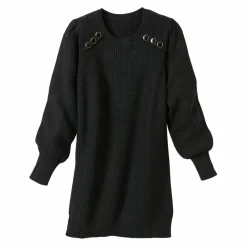 Pull tunique boutons fantaisie toucher doux