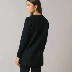 Pull tunique col tunisien, maille fantaisie