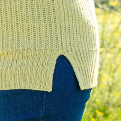 Pull tunique col V, maille anglaise
