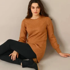 Pull-tunique maille fantaisie