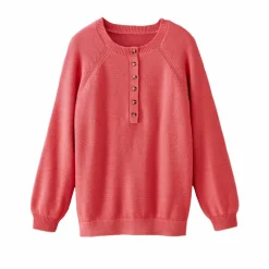 Pull uni col tunisien boutonné