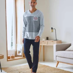 Pyjama col V à message