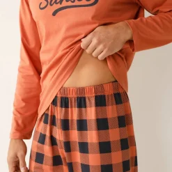 Pyjama coton carreaux manches longues