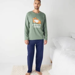 Pyjama coton imprimé message, manches longues