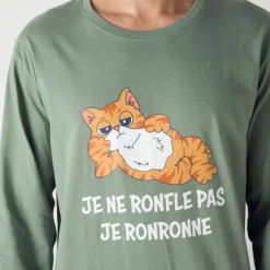 Pyjama coton imprimé message, manches longues