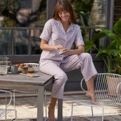 Pyjama court imprimé carreaux