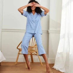 Pyjama court imprimé carreaux
