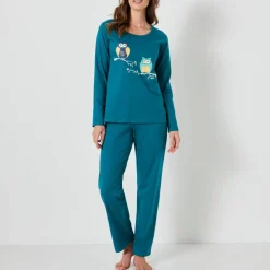 Pyjama en coton imprimé hiboux manches longues