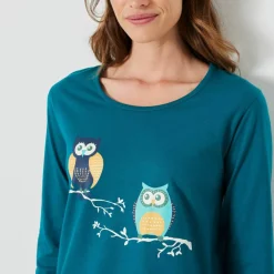 Pyjama en coton imprimé hiboux manches longues
