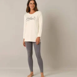 Pyjama legging en molleton, imprimé "relax"