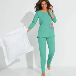 Pyjama manches longues imprimé rosaces - coton