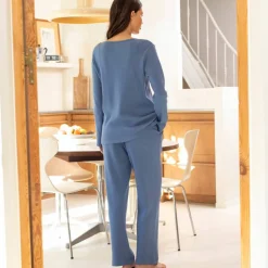Pyjama manches longues maille gaufrée