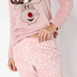 Pyjama manches longues maille polaire motif "renne"
