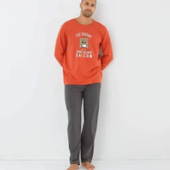 Pyjama message motif hibou manches longues