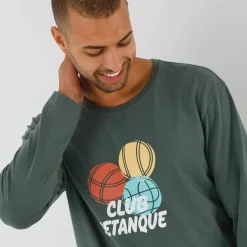 Pyjama message motif pétanque manches longues