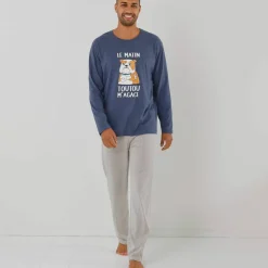 Pyjama message motif toutou manches longues